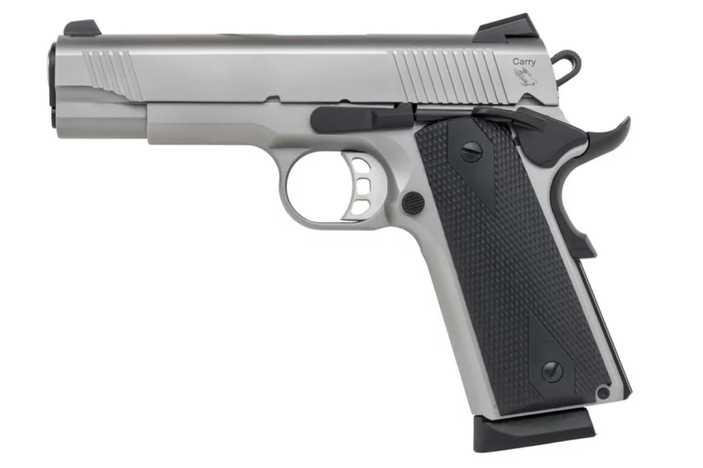 Tisas 1911 Carry 45ACP Stainless Pistol with Black Rubber Grips 7 t55